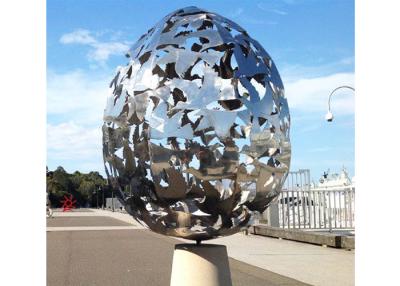 China Egg Hollow Shape Stainless Steel Sculpture , Metal Ball Sculpture Corrosion Stability for sale