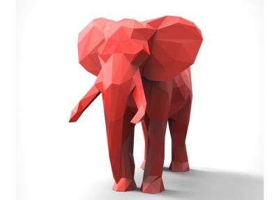 China Red Decoration Painted Metal Sculpture , Modern Steel Elephant Sculpture for sale