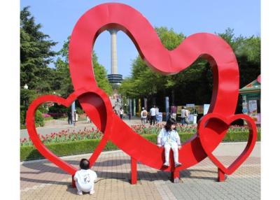 China Outdoor Red Heart Sculpture Stainless Steel Contemporary Garden Art Decoration for sale