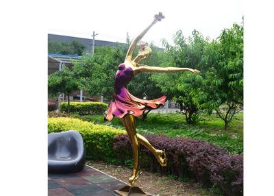 China Titanium Plated Life Size Stainless Steel Sculpture Fabrication Of Dancing Girl Statue for sale