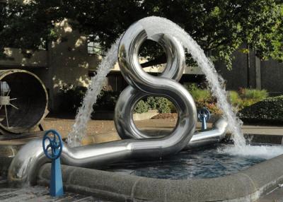 China 8 Shape Modern Stainless Steel Sculpture Fabrication Outdoor Water Fountain for sale
