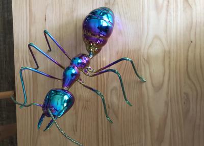 China Colorful Table Decor Metal Ant Sculpture Stainless Steel Titanium Craft for sale