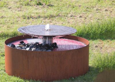 China Round Waterfall Cascade Corten Steel Water Feature Fountain For Garden for sale