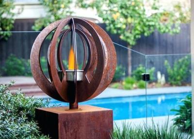 China Garden Decorations Contemporary Corten Steel Sculpture Fire Pit for Outdoor for sale