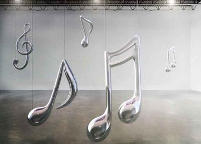 China Mirror Polished Stainless Steel Outdoor Sculpture Music Note Sculpture for sale