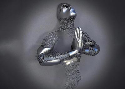 China Revestimento de aço inoxidável de Matt das esculturas da arte do homem figurativo home da parede 3d da decoração à venda