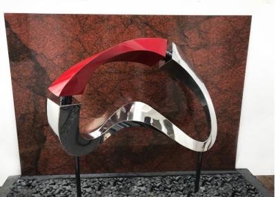 China Mirror Polished And Red Painted 50cm Stainless Steel Abstract Sculpture for sale