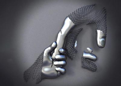 China Revestimento de aço inoxidável de Matt da escultura da parede do metal 3D do projeto das mãos do amor à venda
