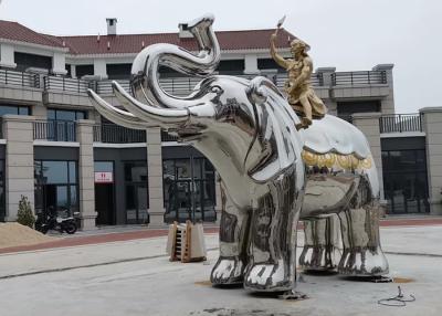 Chine Homme en laiton grandeur nature reposant la sculpture en éléphant d'acier inoxydable à vendre