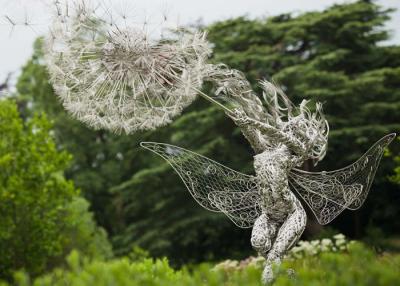 China Stainless Steel Dancing Fairy Dandelion Wire Sculpture 200cm High for sale