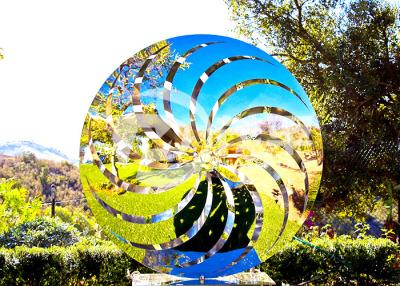 China ODM Mirror Polished Garden Stainless Steel Windmill Art Sculptures for sale
