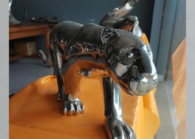 China Modern Interior Decoration Polished Stainless Steel Leopard Sculpture for sale