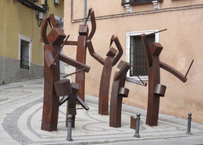 China ODM Rusty Man Play Instruments Corten Steel Band Sculpture for sale
