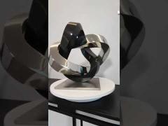 Abstract Black Polished Granite 316 Stainless Steel Sculpture 41cm High