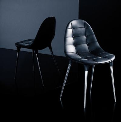 Chine La chaise de bras de Diana  de fibre de verre, cuir dinant des chaises avec Chrome a plaqué des jambes à vendre