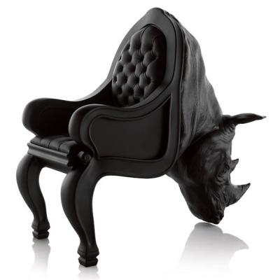 China Commercial Fiberglass Rhino Chair / Sofa Home Furniture Animal Shape Black for sale