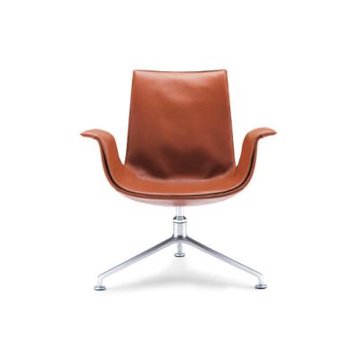 China FK Lounge Modern Classic Office Chair Low Back Leather Brushed Metal Foot Bucket for sale