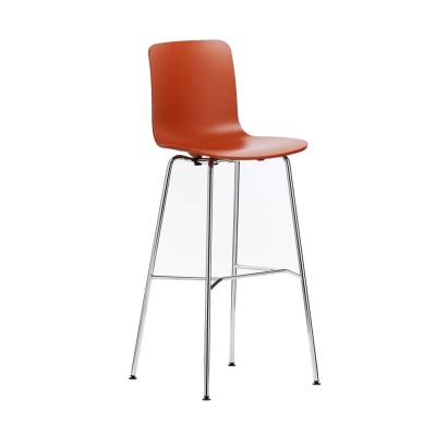 China Hal High Modern Bar Chairs Metal Cafe With Solid Wood Seat Stable SGS for sale