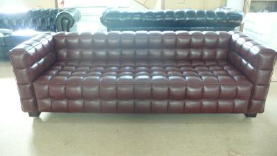 China Modern 3 Seater Leather Sofa , Solid Wood Legs Grid Sofa 228 * 88 * 79cm for sale