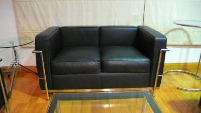 China 2 Seats  Modern Classic Sofa Genuine Leather American Style Black for sale