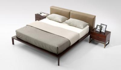 China Bedroom Set Double Wooden Bed Upholstered Soft Grey Simple Modern Style for sale