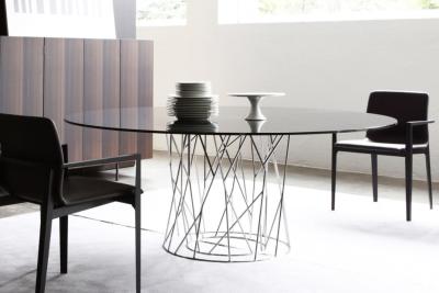 China Isamu Cyclone Modern Dining Room Tables Metal Base For Living Room Multi Colors for sale