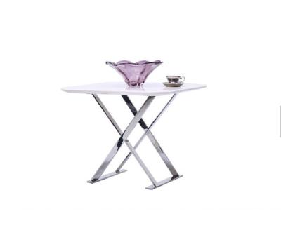 中国 現代木製の円形の金属のコーヒー テーブルのステンレス鋼フレームのミルクの白 販売のため