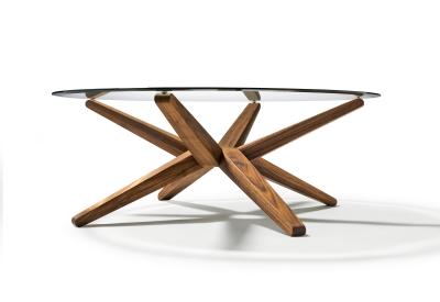 中国 ガラス上の厳格な円形の金属のコーヒー テーブルの純木の現代家の家具 販売のため