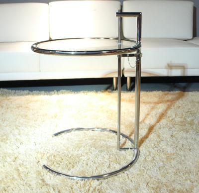 中国 Eileenの灰色のガラス端テーブルのステンレス鋼フレームの簡単で調節可能な高さ 販売のため
