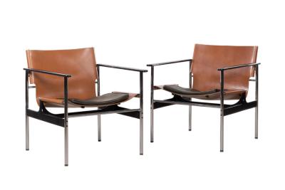 China Charles Pollock Lounge Armchairs / Charles Pollock Model 657 Sling Lounge Chairs, Pair, Knoll International for sale