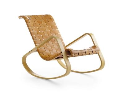 China Dondolo de couro bronzeado que balança a cadeira fácil/a cadeira balanço rústica do amarelo à venda