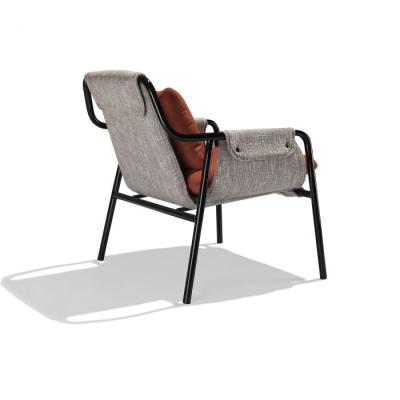 China FLETCHER Fiberglass Lounge Chair With Matte Black Steel Frame Fabric Snap for sale