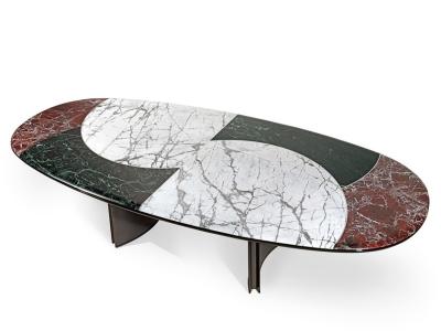 China JASON Modern Dining Room Tables With Unique Oval Marble Top Composed for sale