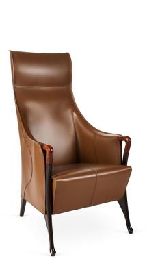 China Multi Density Progetti Leather Wing Chair , Solid Wood Dining Chairs for sale