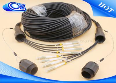 China Black Color 4 Core MMF Simplex Tactical Fiber Cable LC / UPC IP67 PDLC Connector for sale