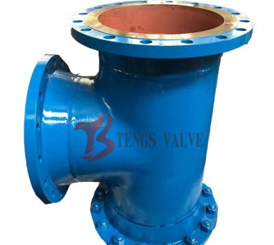 China Blue T Type Strainer , Industrial Fabricated Strainers Weld Body With WN Flange for sale