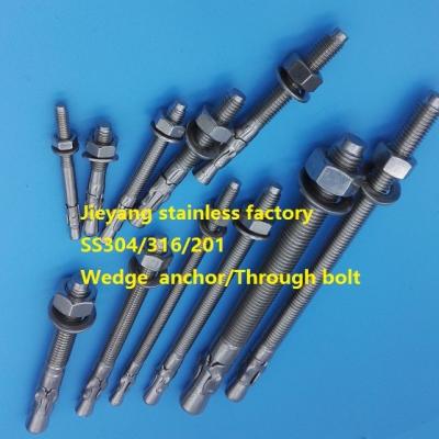 China SS304 wedge anchor M8X80,through bolt, Adjustable arm, tam, wedge bolt, expansion bolt, fastener ,hex bolt for sale
