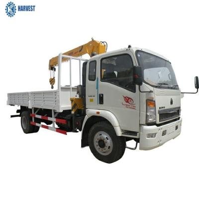 China Howo 4x2 10 Ton Light Cargo 4000kg 2 Section Truck Mounted Telescopic Crane for sale