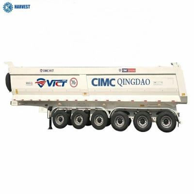 China 6 Axles 40m3 Payload 70 Ton U Shaped Hydraulic Dump Trailer With Hyva Cylinder for sale