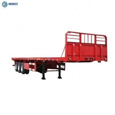 China Landing Gear 28 Ton 3 Axles 40ft Flatbed Heavy Duty Semi Trailer With Front Board for sale