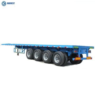 China 13000×2500×1490mm 4 Axles 60 Ton Payload 40ft 45ft Flatbed Container Trailer for sale