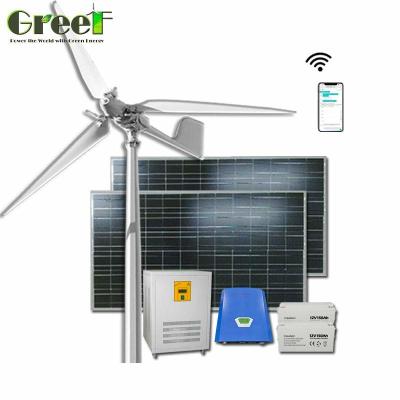 China ventilador híbrido solar montado tejado de la turbina de viento del control de la echada del tejado 5KW para generar electricidad en venta