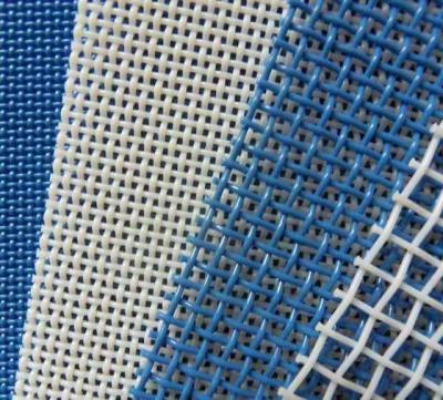 China Plain Weave Polyester Mesh Conveyor Belt Linear Screen Calendering Square Mesh Fabric for sale