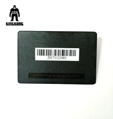 China Deboss Text  Blank Metal Business Cards , Black Metallic Business Cards With Bar Code for sale