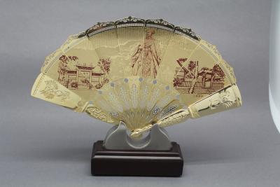 China Hand Held  Ornament Metal Folding Fan  , Handicrafts Oriental Folding Fan  Silkscreen Printing for sale