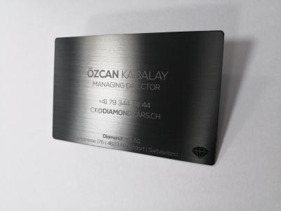 China Matte Black Plated Laser Engrave Metal Business Cards / Stainless Steel Membership Card for sale