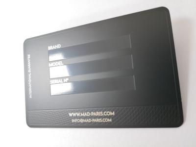 China Black Metal Business Cards With Glossy UV Printing Writing Signature Panel for sale