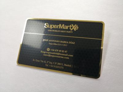 China Glossy Etching Stainless Steel 0.3mm Metal Business Cards for sale
