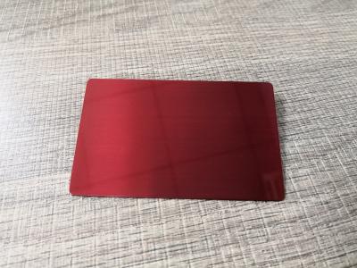 China Glossy 0.8mm Plain Red Brushed Metal Bank Card Small Chip For Supermarket for sale