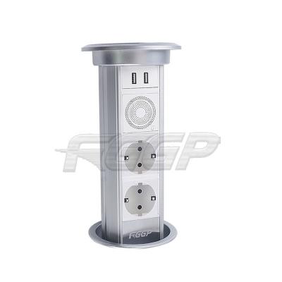 China Aluminium Alloy Pin Plug Motorized 16A Rated Pop Up Socket for sale
